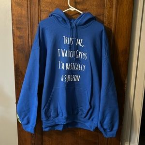 Gildan Heavy Blend Blue Greys Anatomy Slogan Hoodie Size XXL
